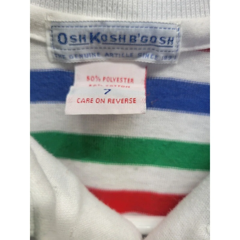 Vtg OshKosh B'gosh Kids Striped Polo Shirt Short Sleeve‎ Size 7